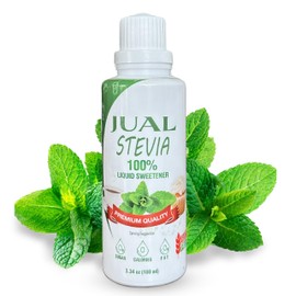 JUAL Natural Liquid Stevia Sweetener – 3.34 Fl Oz – Zero Calorie, Zero Sugar, Zero Carb – Stevia Drops for Coffee, Tea & Baking