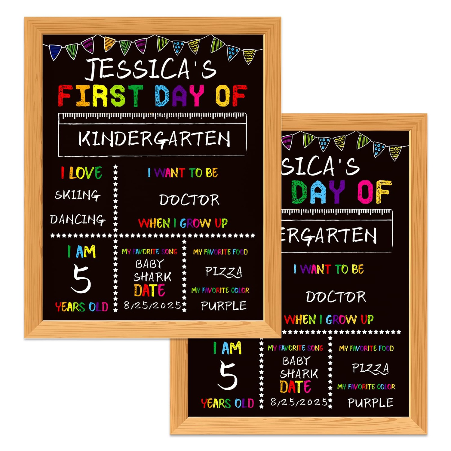GMEMNOV First Day of School Board Sign - Double Sided First and Last ...