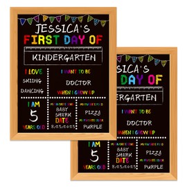 GMEMNOV First Day of School Board Sign - Double Sided First and Last Day of Preschool Kindergarten Chalkboard Sign Reusable & Erasable Back to School Supplies Photo Prop Gift for Kids Girls Boys