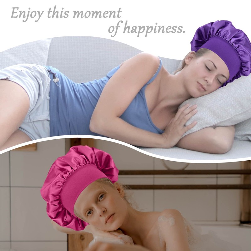 MELTU 1 Pack Hair Bonnet for Sleeping, Satin Bonnet with