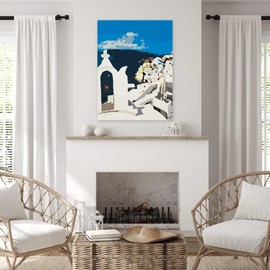 Fine Art Canvas Oia Vista Prima Canvas Wall Decor by Artist Bethann Lawson for Living Room, Bedroom, Bathroom, Kitchen, Office, Bar, Dining & Guest Room - Ready to Hang - 24 in x 32 in