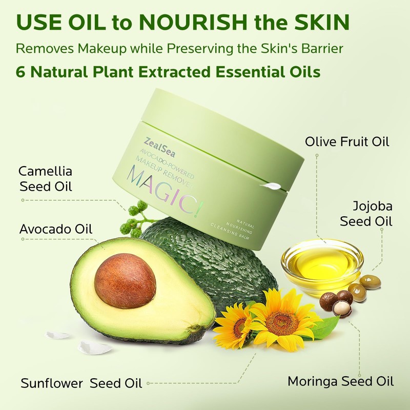 ZealSea Makeup Remover Cleansing Balm: Deep Cleaning Facial Cleanser Natural