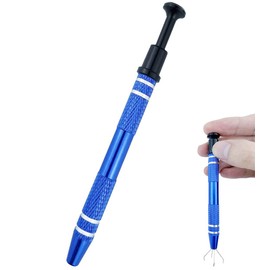 4-Claw Pick Up Tool, Stainless Steel Piercing Ball Grabber Tool, 4 Prong Gripper for Tiny Objects, Electronic Components, Hex Nuts, Jewellery Making Accessories or Nails Clamps (Blue)