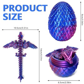 NINGYER Pack of 2 3D Dragons, 3D Printed Dragon, 3D Dragon with Wings for Decoration Home Office and Gift for Adults and Children (Laser Green, Laser Purple)