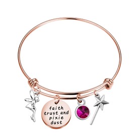 BNQL Faith Trust and Pixie Dust Bracelet Fairy Tale Jewelry Birthday Gifts for Her (Faith Trust and Pixie Dust Bracelet Rose Gold)