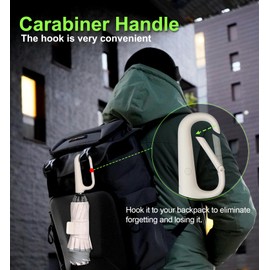 TUMAAOTU Compact Inverted Umbrella with Carabiner Clip Handle – Travel Umbrella Windproof Strong, Reverse Umbrellas for wind rain, Auto Open Close, 10 Rib Durable Frame for Women Men (White)