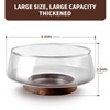 Large Glass Salad Bowls Set with Acacia Wood Base and