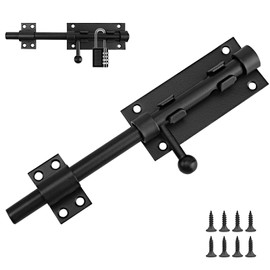 Black Stainless Steel Door Bolt - Deadbolt Lock - Sliding Bolt - Interior Door Bolt - Stainless Steel - Sliding Bolt - 200mm Long - Garden Gate Lock - Suitable for Doors, Windows, Fences
