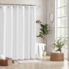 VivaNest White Waterproof Textured Cloth Fabric Shower Curtain with 2