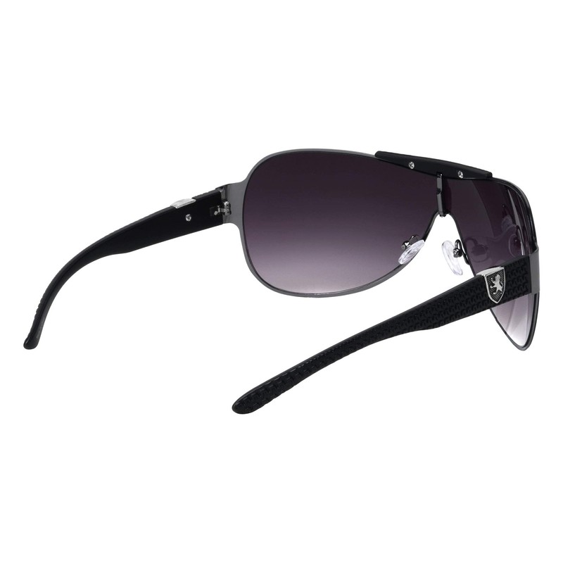 Khan Dune - Rounded Zigzag Oversized Shield Sunglasses (Smoke Gunmetal)