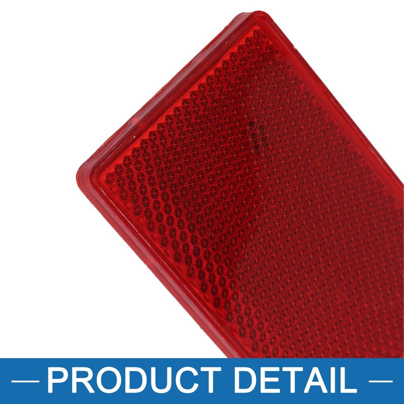 A ABSOPRO Car Reflector Sticker Rectangle No-Hole Exterior Decal Red(Set