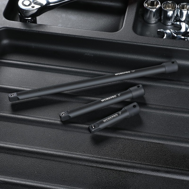WORKPRO 3/8" Drive Impact Extension Bar Set, 3 PCS Socket