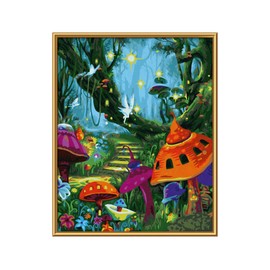 Schipper 602100501 Blumen Numbers, Enchanted Mushrooms Pictures for Adults, Includes Brush and Acrylic Paints, 24 x 30 cm, Mittel
