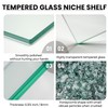 Biutimarden 11.81” Tempered Glass Niche Shelf with 4 Small Brackets
