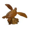 WorldBazzar Hand Carved Mahogany SEA Turtle ON Coral Log Drift