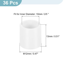 QUARKZMAN Pack of 36 Chair Leg Caps, 10 mm (2/5 Inch) Non-Marking PVC Chair Leg Tips, Non-Slip Chair Leg Floor Protectors, Round Table Covers, End Caps for Furniture, White