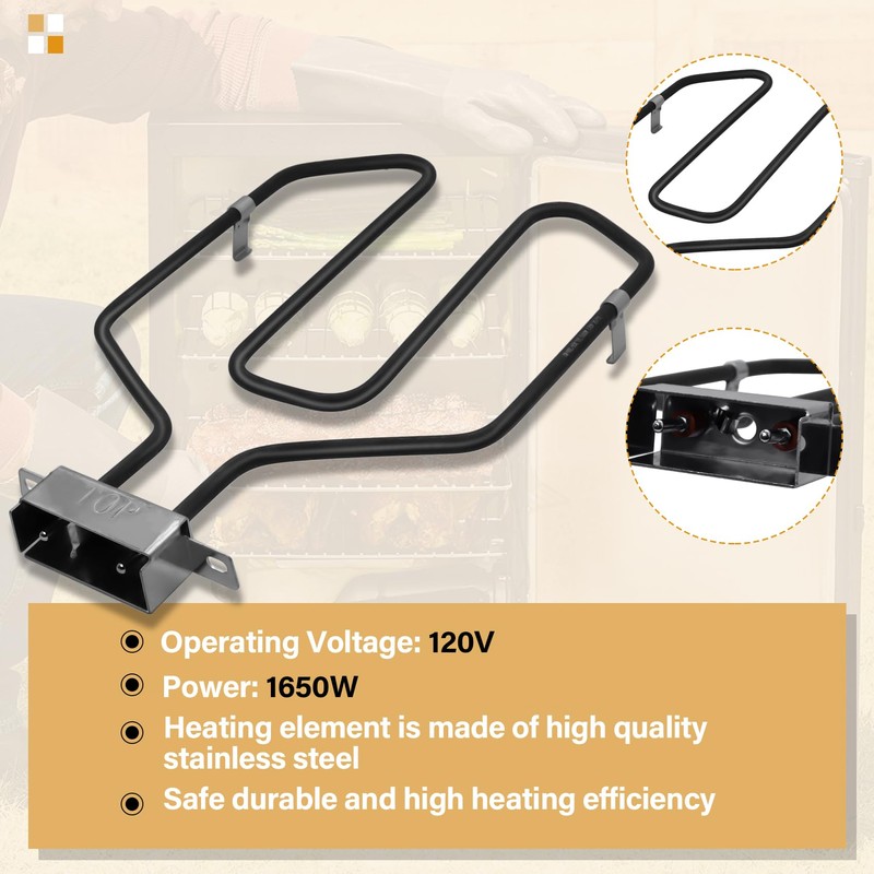 Upgrade 1650W Electric Smoker Heating Element with Adjustable Thermostat Controller,