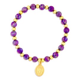 Vatican Imports Catholic Stretch Bracelet with Miraculous Medal (Garnet), Crystal
