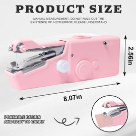 ALIBBON Handheld Sewing Machine for Beginners Portable Electric Mini Sewing Machine with Accessory Kit Small Hand Stitching Machine for DIY Clothes Home Travel Sewing Kit for Adults (Pink)