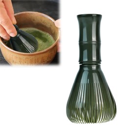 Fidqiog 1 Pcs Resin Matcha Whisk, 2.36×4.72inch Green Food-Grade Durable Chasen for Matcha Powder, Traditional Tool with Easy-Clean Design, Compact Whisk for Home & Travel Use (Green)