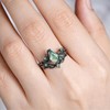 DONGHU 1.5CT Kite Cut Natural Moss Agate Engagement Ring Set