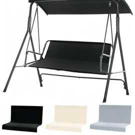 Porch Patio Swing Seat Cover Replacement, 680D Thickened Waterproof Oxford Swing Replacement Fabric for Outdoor Garden 2/3 Seater Chair 58.2x19.7x19.7 inch(Black)