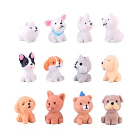 Halloluck 12 Pcs Miniature Dog Figures, Cute Animal Toy Collection, Cake Topper, Plant & Car Decor