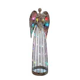 Antique Metal Angel Garden Statue Yard Decor Indoor Outdoor Statue Decorations with LED String Lights 19ft/6m Christmas Yard Decor