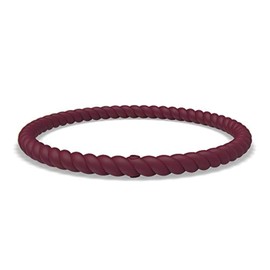 Enso Silicone Bracelet – Braided Stackable Bracelet - Hypoallergenic Rubber Wristband – Comfortable Flexible Band for Active Lifestyle - Medical Grade Silicone (Oxblood, L)