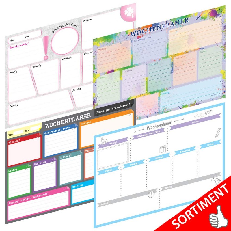 PRICARO A4 25 Sheets Multi Coloured Splash Weekly Planner -