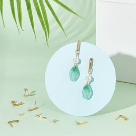 PH PandaHall 20pcs(5 Pairs) 304 Stainless Steel Ear Stud Golden Stud Earrings Components Earring Post Ear Studs Findings for Earring Jewelry Making 15x3x1mm, Hole 2mm