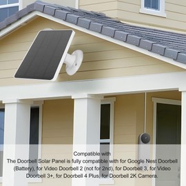 Cargador de Panel Solar, Cargador de Cámara de Panel Solar de 10 W con Cable de Carga de 9.8 Pies, IP66 Resistente Al Agua paraNest, Cámara Doorbell 2K, Doorbell 3, Video