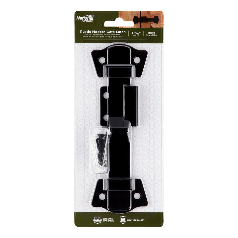 National Hardware N166-028 8.35-in Mountain Modern Black Gate Latch