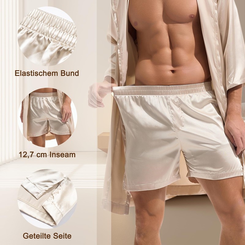 Amy Coulee Men's Satin Robe Bathrobe Lightweight Sleepwear Pyjamas for