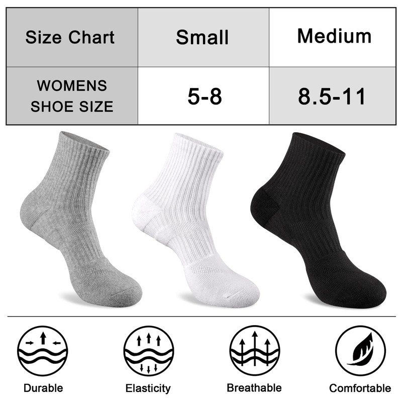 COOPLUS Calcetines deportivos de algodón para mujer, 6 pares, 6