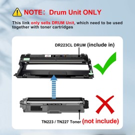 1-Pack DR223CL DR-223CL Drum Unit Universal Black Cyan Magenta Yellow Replacement for Brother DR223CL DR223 Work with Brother HL-L3270CDW Toner MFC-L3770CDW DCP-L3510CDW (1-Pack, Universal BK/C/M/Y)