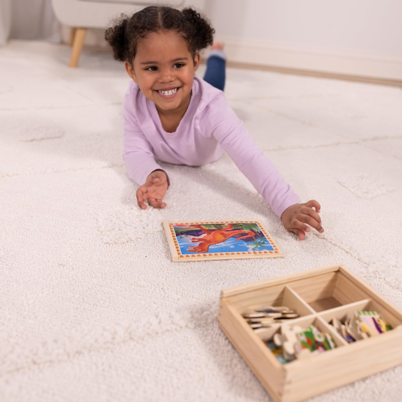 Melissa & Doug 4‑in‑1 Wooden Dinosaur Jigsaw Puzzle Set, 48