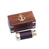 Hampton Nautical Scout's Chrome/Leather Spyglass Telescope with Black Rosewood Box,