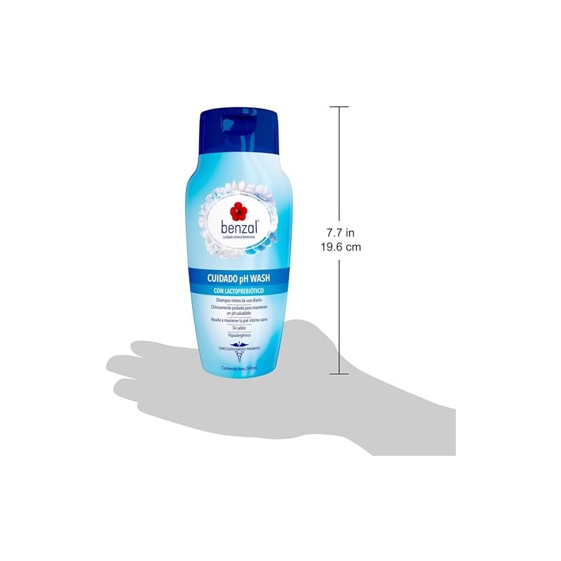Benzal Wash Jabón Íntimo Femenino, pH Balanceado, Equilibra tu Piel,