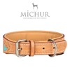 Michur Mariano Leather Dog Collar Beige Blue Brown Leather with