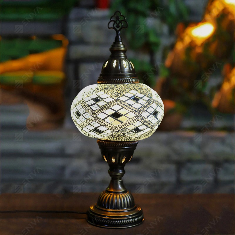 Enva Turkish Moroccan Glass Mosaic Table Bedside Tiffany Night Lamp