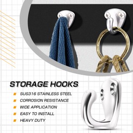 9Tong Stainless Wall Hanger Screw Hook Outdoor Hanger Hanging Hook Steel Heavy Duty Coat Hooks Kitchen SUS316 4pcs
