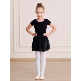 WEGETIT Leotardos de gimnasia para niñas pequeñas, faldas tutú de ballet, Falda Negra, 8-10 Años