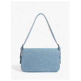 Verdusa Women's Denim Shoulder Bag Jean Denim Purse Flap Handbags Light Blue One-Size