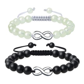 COAI Infinity His and Hers Onyx Prehnite Stone Matching Couples Bracelets