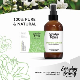 Jasmine Water Facial Toner - All Natural Hydrating Spray Mist for Face and Hair - 100% All Natural Jasmine Water Hydrosol 4oz with Fine Mist Cap