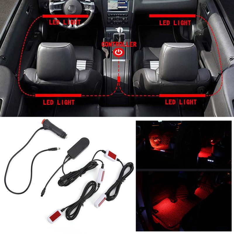 4‑In‑1 5V/12V Car Interior Ambient Light 7 Colors Adjustable Voice
