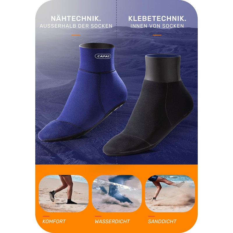 CAPAS Waterproof Neoprene Socks 2mm Beach Volleyball Sandproof Socks Wetsuit