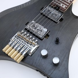 OVSAL 10.5mm Headless Electric Guitar Bridge Chrome Headless Bass Guitar Bridge Brass Saddles Zinc Alloy Plate Electric Guitar Bridge 6 String Headless Guitar Bridge Fixed