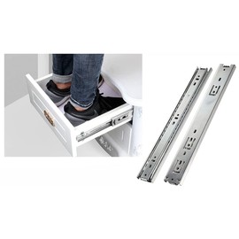 True Face Drawer Runners Cabinet Drawer | Heavy Duty Drawer Runners Pair of Double Full Extension Ball Bearing Drawer Slide Runner 12" Heavy Duty with 35 kg Loading Capacity Silver 12 inches 300mm